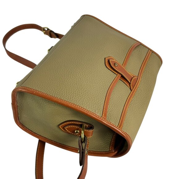 DOONEY & BOURKE Taupe and Tan Leather Essex Crossbody Bag Made in USA